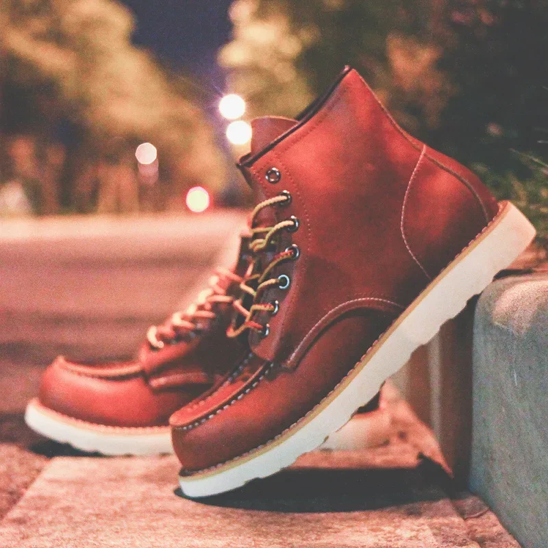 Leatherworking Equipment - Bottes en cuir véritable pour hommes,