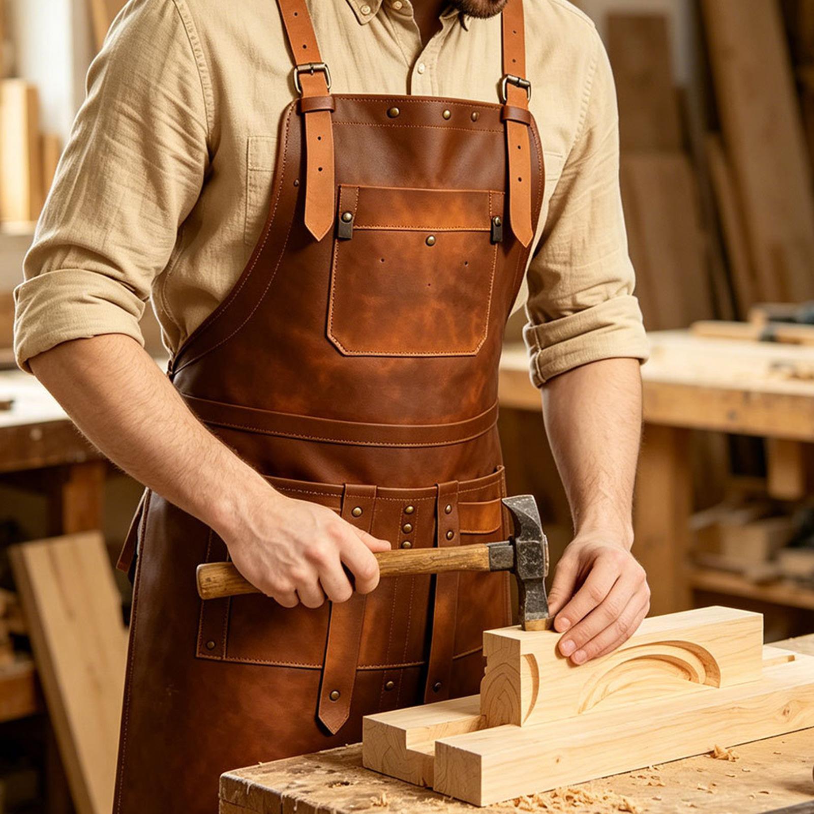 Leatherwork Apron - Tablier en cuir avec plusieurs poches,