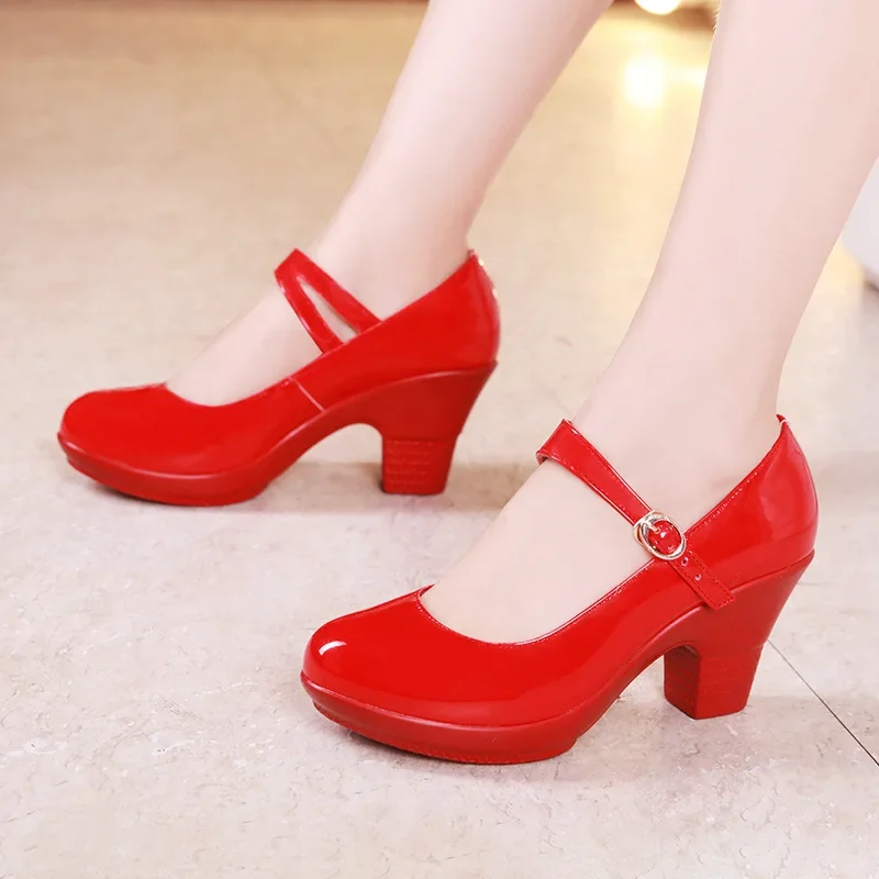 Leather Work Women Shoes - Escarpins Mary Jane à talon bloc