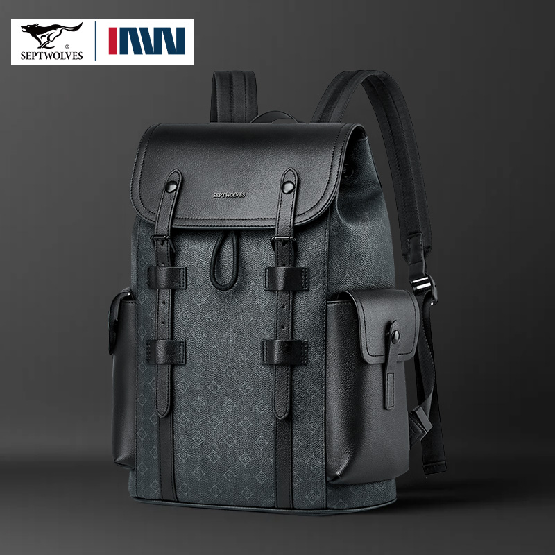 Leather Work Rucksack - Septwolves haute qualité affaires imprimé sac