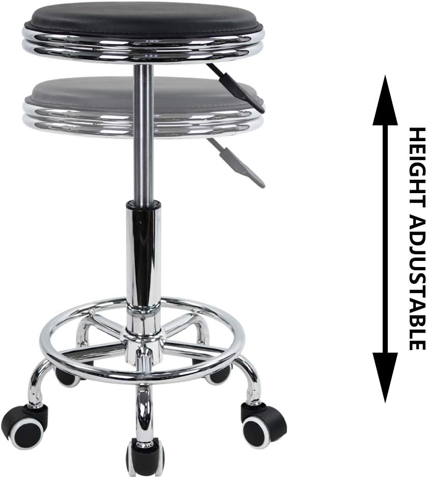 Tabouret roulant rond avec rep - Leatherwork Tattoo avis et prix