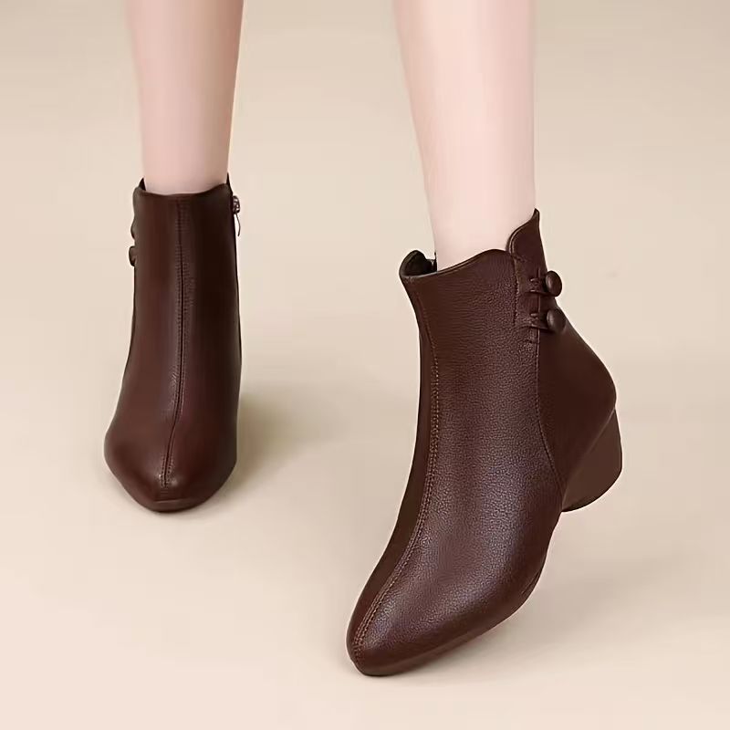 Bottines à Talon Compensé Moye - Leather Work Women Shoes avis et prix