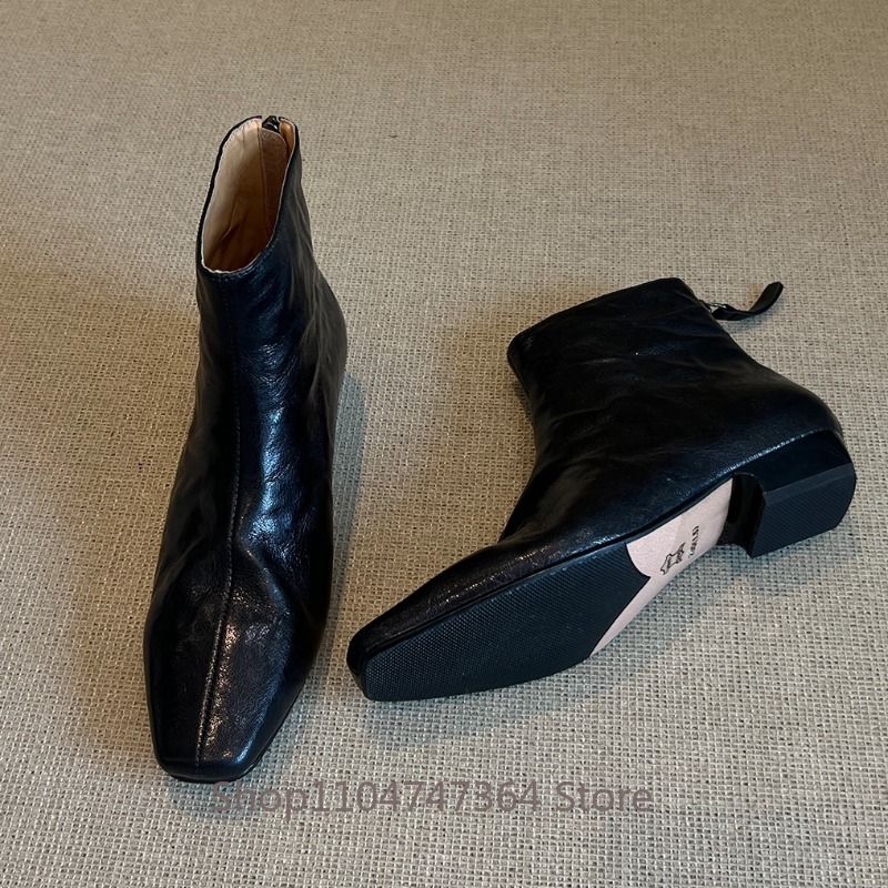 Bottines rétro en peau de mout - Leather Work Women Shoes avis et prix
