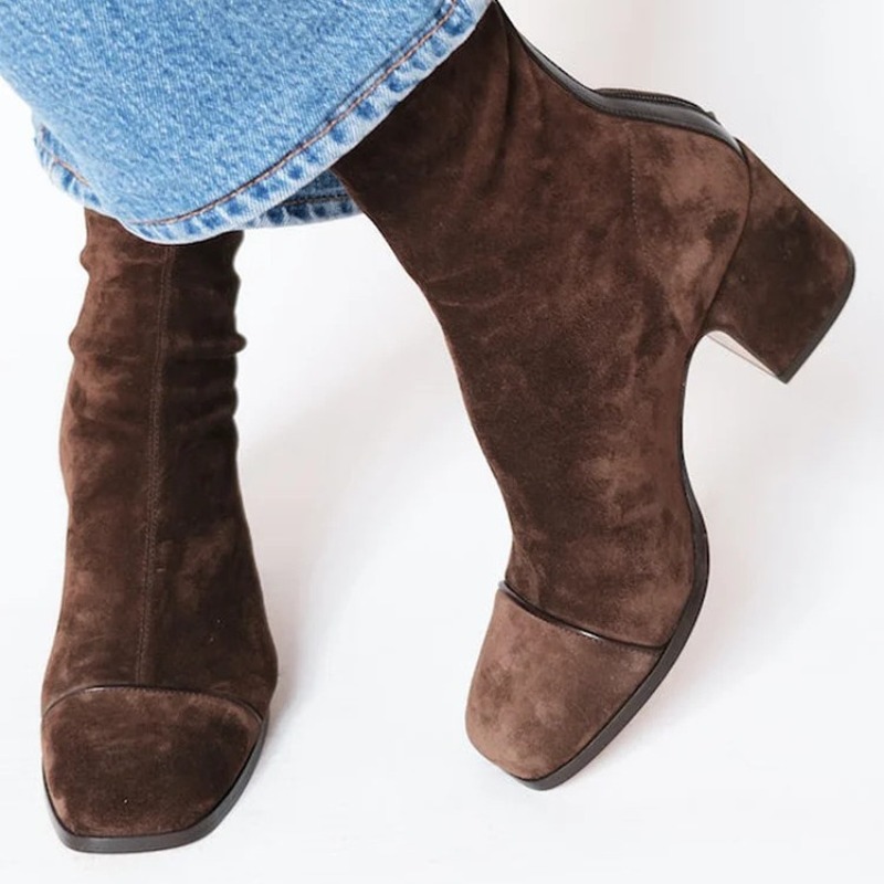 Bottes en cuir suédé pour femm - Leather Work Women Shoes avis et prix