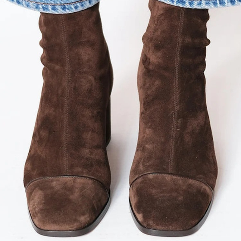Bottes en cuir suédé pour femm - Leather Work Women Shoes avis et prix