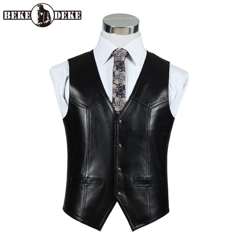 Gilet en peau de mouton en cui - Leather Work Vest For Men avis et prix